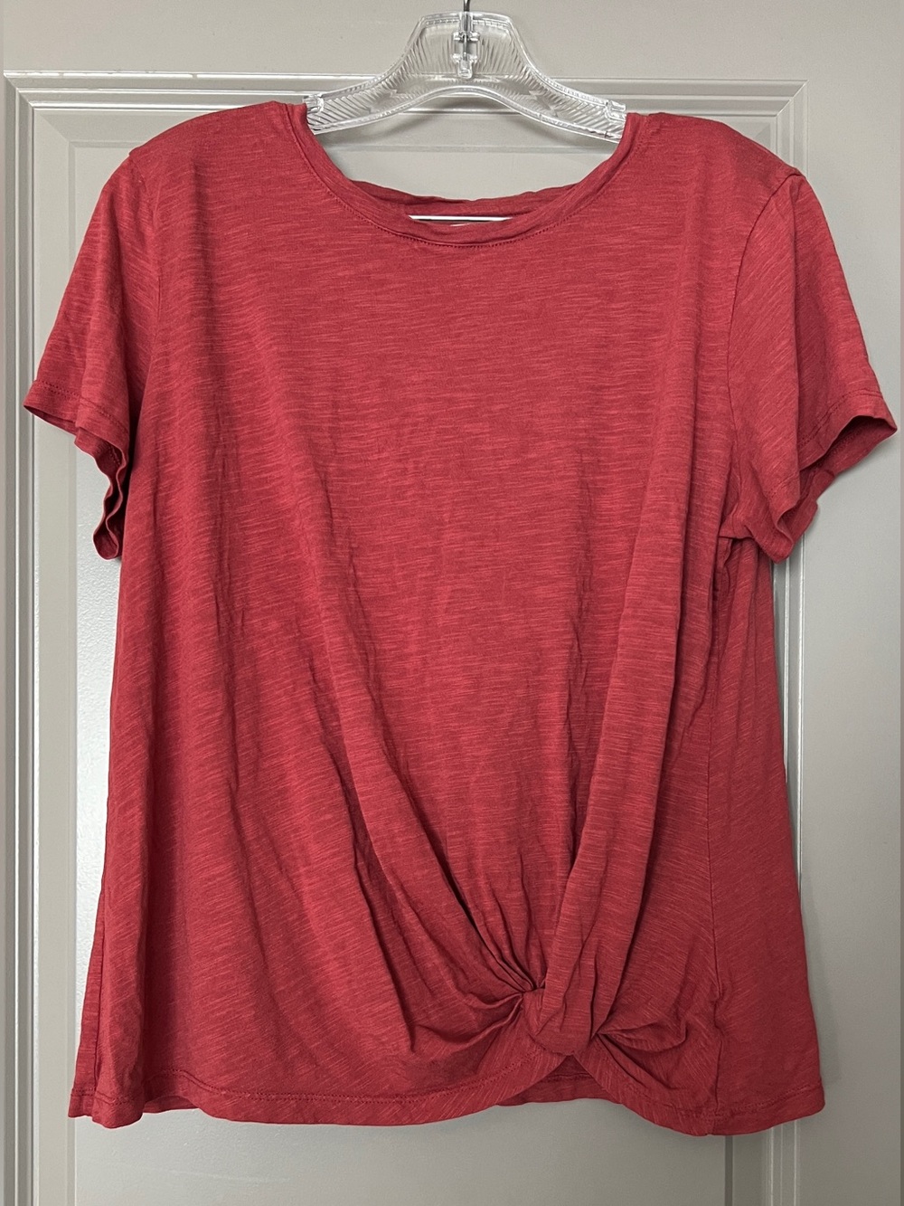 Maurices Red Knot-Front Short Sleeve Tee